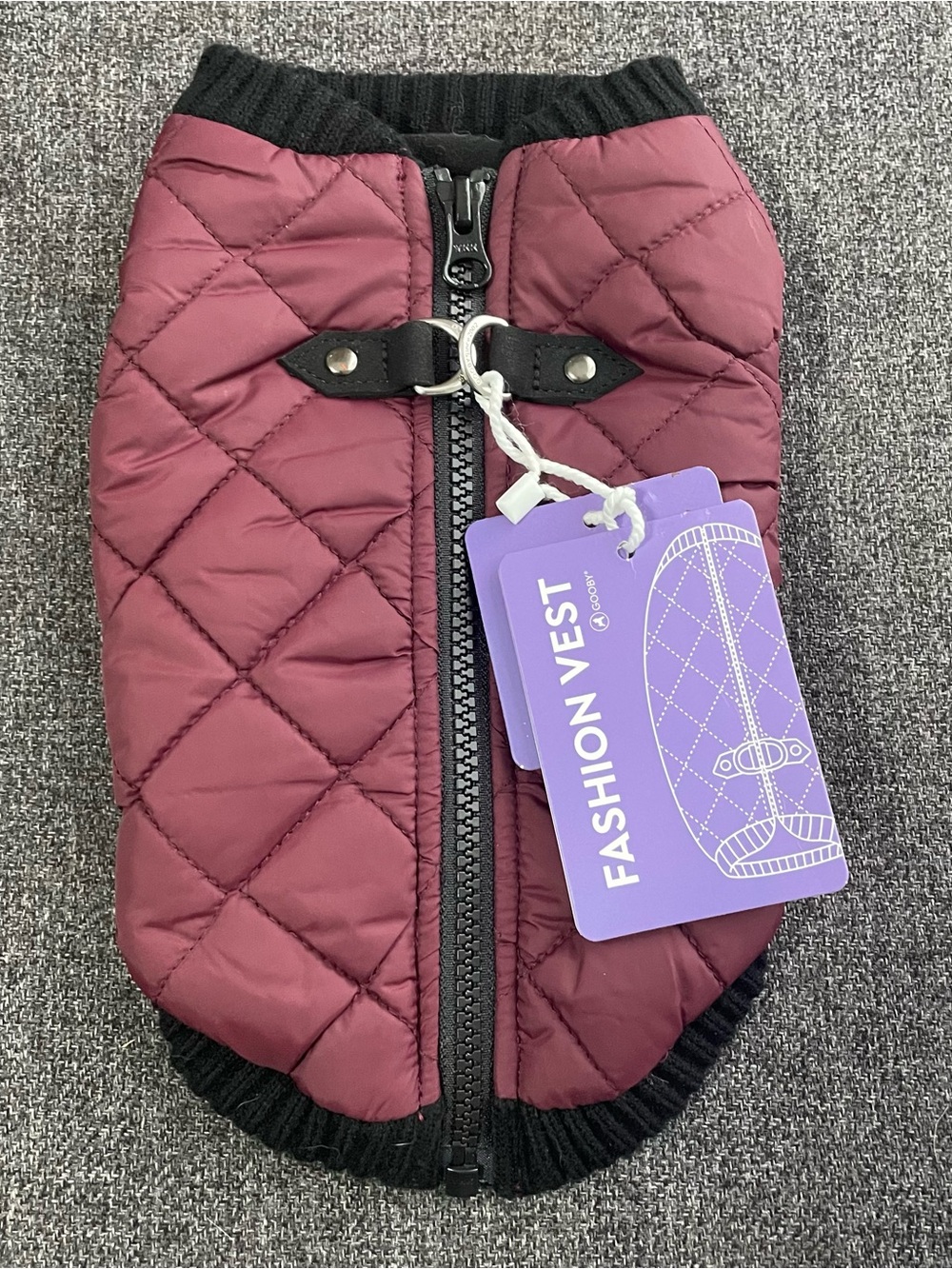 Gooby Small Dog Quilted Fashion Vest Burgundy